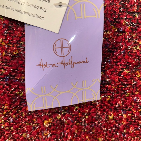 Hot in Hollywood Red Tweed Boxy Jacket with Black Trim - Picture 9 of 9